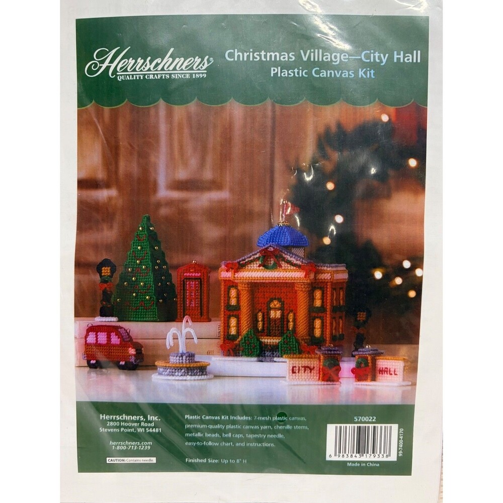 Herrschners CHRISTMAS VILLAGE City Hall Plastic Canvas Kit 570022